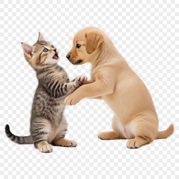 An adorable illustration of a dog and cat companionship featuring high-resolution details.