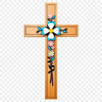 A high-resolution transparent image of a crucifix with a clear background, suitable for sublimation or print.