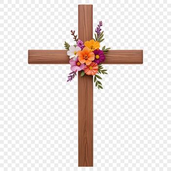 A simple, high-resolution PNG image of a white wooden cross with a clear background.
