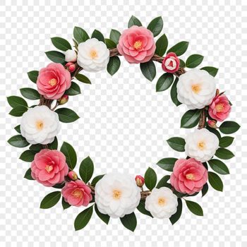 A floral rose wreath with transparent background, ideal for sublimation and commercial use.