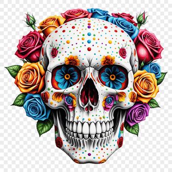 A transparent PNG image of a skull with a clear background, suitable for commercial or personal use in various designs.