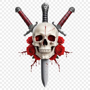 A high resolution transparent PNG image of a skull with a clear background.