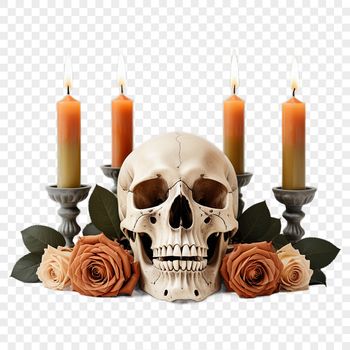 A high-resolution skull graphic with a transparent background.