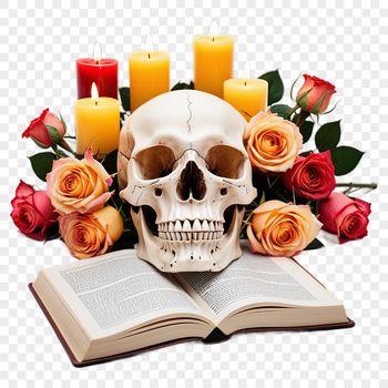 A transparent PNG image of a white skull with a clear background, suitable for sublimation and commercial use.