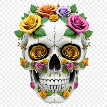 A high-resolution, transparent skull illustration with a clear background, suitable for various creative projects.