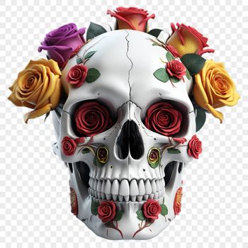 A large, high-resolution PNG image of a skull with a clear transparent background.