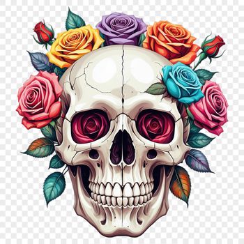 A high-resolution transparent skull with a clear background, ideal for sublimation printing or commercial use.