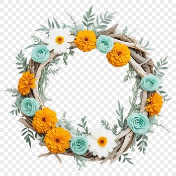 A floral wreath with transparent background for commercial or personal use.