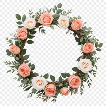 A large, transparent PNG wreath made up of intricately designed flowers, suitable for commercial or personal use.