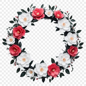 A digital floral wreath with clear background for commercial or personal use.
