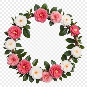 A high-resolution floral wreath with transparent background, suitable for sublimation and print projects.