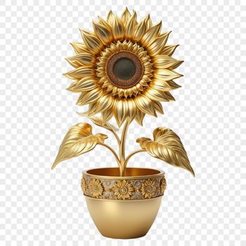 Close-up of a bright yellow sunflower in a flower pot, ideal for digital art and design projects.