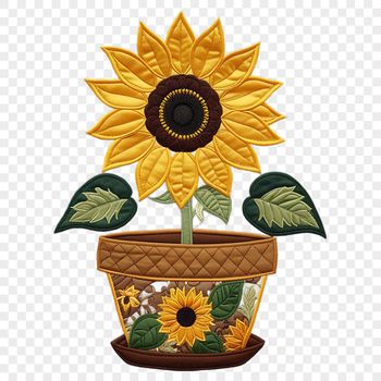 A bright yellow sunflower in full bloom, set against a clear transparent background.