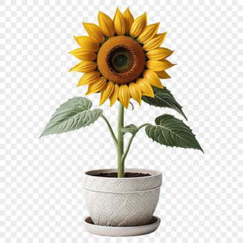 A close-up of a bright yellow sunflower in full bloom, with a clear background and high resolution details.
