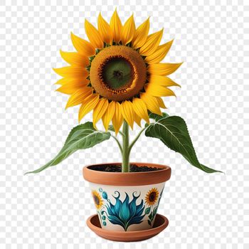 High-quality transparent image of a bright yellow sunflower with clear background suitable for print or web design use.