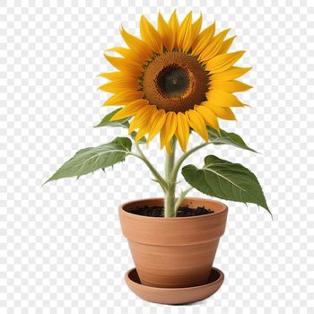 A high-resolution PNG image of a single large sunflower in a clear background.