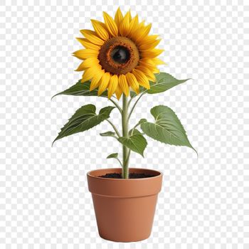 A high resolution illustration of a single sunflower in a clear background.