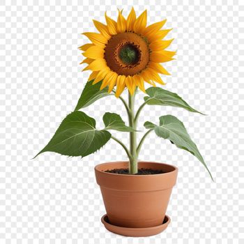 A high-resolution illustration of a sunflower in a simple flower pot, perfect for DIY crafts and personal use.