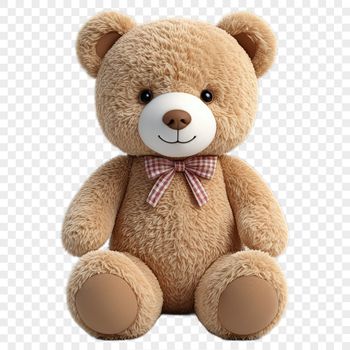 A high-resolution transparent PNG image of a cuddly teddy bear on a clear background.
