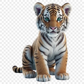 A high resolution PNG image of a majestic tiger with a clear background.