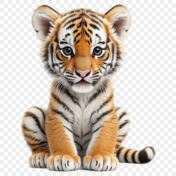 A high-resolution transparent image of a tiger in a clear background suitable for commercial and personal use.