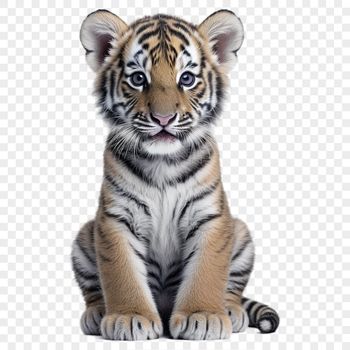 A large, high-resolution image of a tiger in a transparent PNG format.