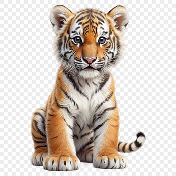A large, high-resolution image of a tiger against a clear background.