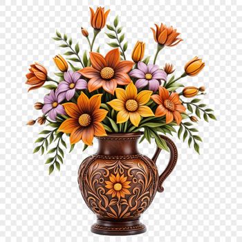A colorful arrangement of various flowers in a vase.