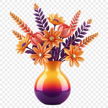 A transparent PNG image featuring a colorful arrangement of flowers in a clear background.
