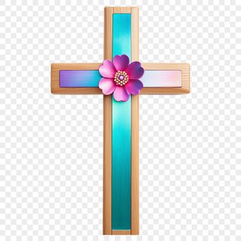 A large, transparent PNG graphic illustration of a cross with a simple, minimalist design.