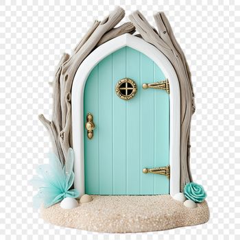 A whimsical fairy door with intricate details in a transparent PNG format.