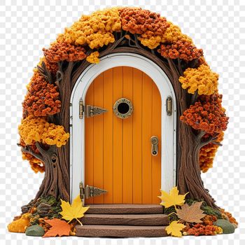 A small, whimsical entrance with intricate details and a clear background, suitable for personal or commercial use.