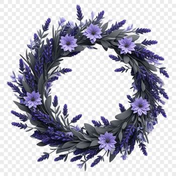 A high-resolution floral wreath with clear background, ideal for commercial or personal use in designs and prints.