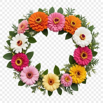 A high-resolution floral wreath design with transparent background, ideal for sublimation and commercial use.
