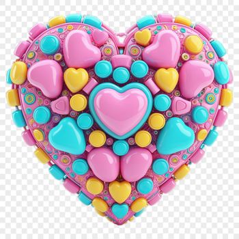 A large, high-resolution transparent PNG image of a love heart with a clear background.