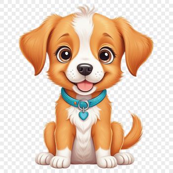 Small puppy sitting in a clear background with a transparent PNG format.