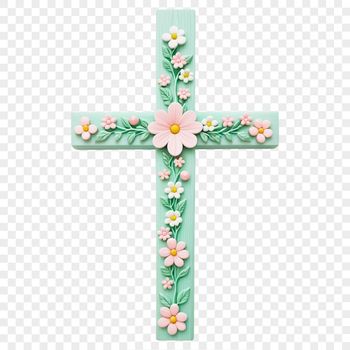 A simple transparent PNG image of a classic cross symbol with detailed design.
