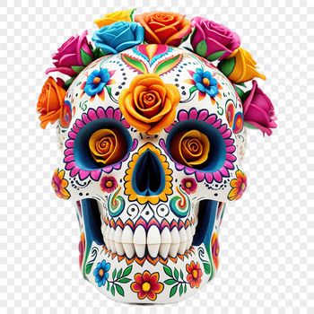 A detailed transparent skull image on a clear background, suitable for commercial and personal use.