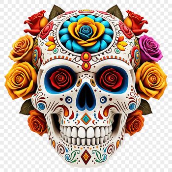A transparent skull graphic with a clear background, suitable for commercial use.