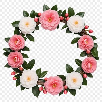 A floral wreath design in high resolution PNG format, suitable for commercial or personal use with clear background.