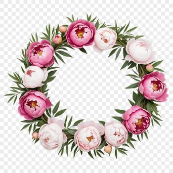 A floral wreath made with various flowers and foliage elements.