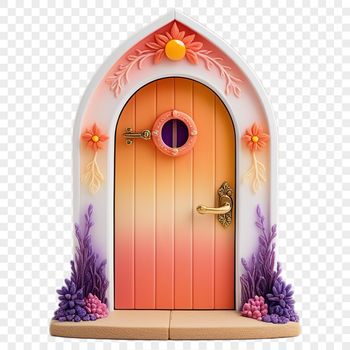 A small, transparent PNG image of a fairy door with a clear background.