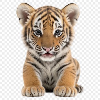 A high-resolution transparent PNG image of a large tiger standing in a clear background.