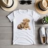 A colorful illustration of a puppy kitten sitting together, suitable for personal and commercial use as a PNG template.