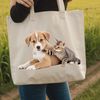 A cute puppy kitten combination featuring a dog's body and cat's face, with a clear background suitable for digital use.