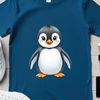 A small baby penguin standing on ice, depicted in a clear transparent background.