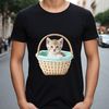 A transparent PNG image of a cute kitten sitting in a woven basket on a clear background.