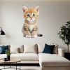 A small domestic cat in a playful pose with a clear background.