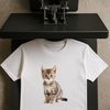Kitten Silhouette with Clear Background A small, cute domestic cat with a fluffy coat, sitting on a simple background.
