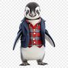 A young penguin chick stands on a clear background with transparent edges.